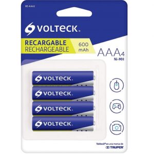 Paquete de 4 pilas recargables AAA marca Volteck