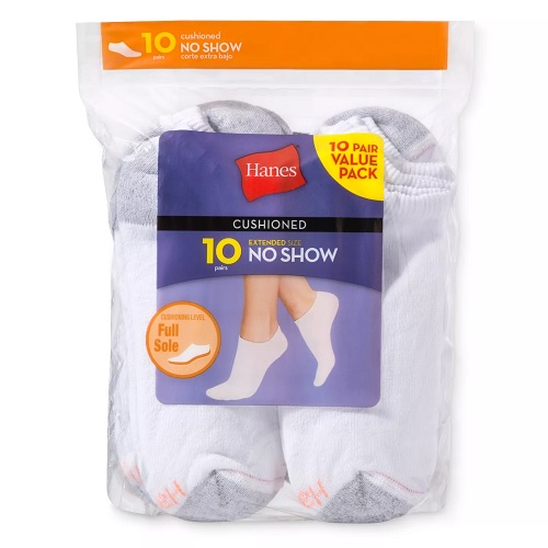 Paquete de 10 pares de calcetines para dama Talla 5-9. Marca Hanes