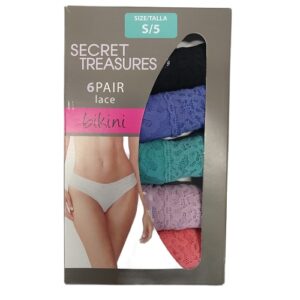 Paquete de 5 panties para dama talla S/5 marca Secret Treasures