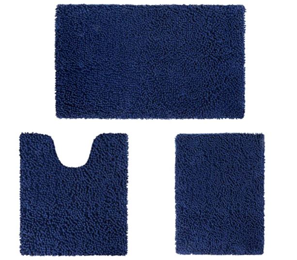 Paquete de 3 alfombras para baño absorbentes. Marca HOMEIDEAS.