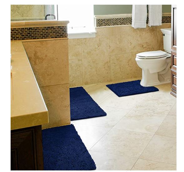 Paquete de 3 alfombras para baño absorbentes. Marca HOMEIDEAS. - Imagen 2