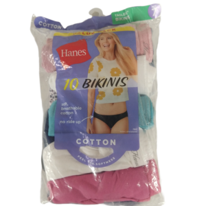 Paquete de 9 calzones tipo Bikini para dama talla 7 marca Hanes