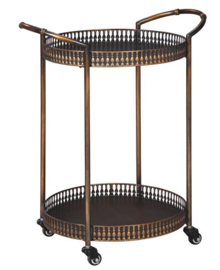 Carrito de bar con bases circulares. Marca Signature.