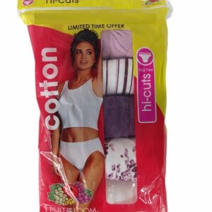 Paquete de 6 calzones de corte alto para dama Talla 10/3X. Marca Fruit of the Loom