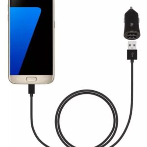 Alternative view of Cargador de celular para auto con cable micro USB a USB-A de 6 pies. Marca Just Wireless.