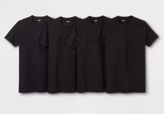 Paquete de 4 camisetas negras para hombre Talla M. Marca Goodfellow & co.