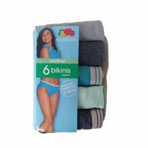 Paquete de 6 panties para dama tipo bikinis talla 8/XL marca Fruit of the Loom
