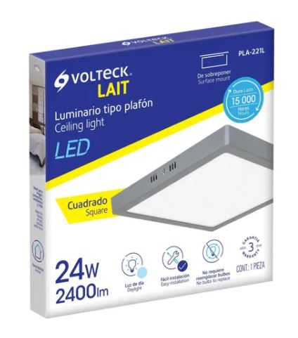 Lampara cuadrada para techo de 24w y 2400 lm. Marca Volteck Lait - Imagen 2