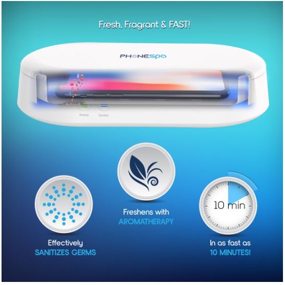 Desinfectante UV-C con aromaterapia para teléfonos inteligentes Marca PhoneSpa - Imagen 2