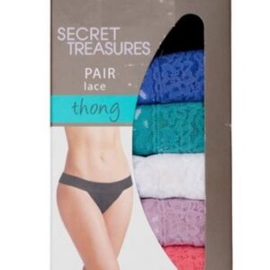 Paquete de 5 calzones corte thong para dama Talla XXL/9. Marca Secret Treasures