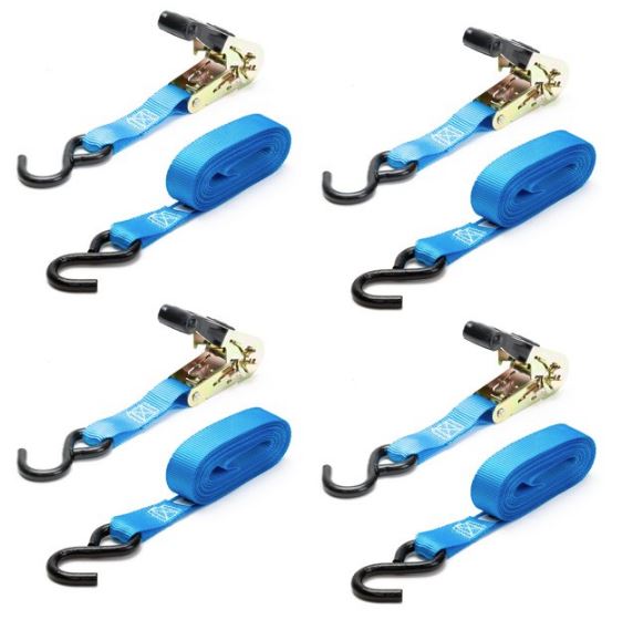 Paquete de 4 correas de amarre con trinquete y ganchos en S marca Cling Straps