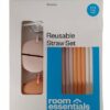 Paquete de 8 popotes reutilizables marca Room Essentials