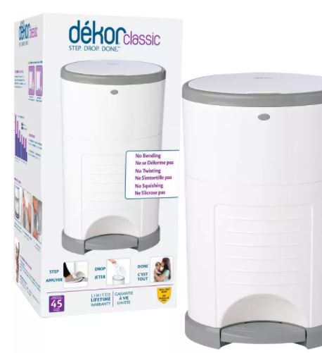 Bote de basura con pedal para pañales. Marca Dekor Classic