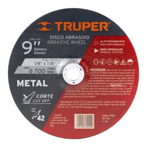 Disco para corte de metales tipo 42 de 9' de diámetro marca TRUPER