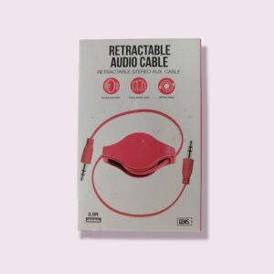 Cable de audio retactable de 2.5 ft color rojo