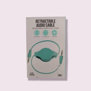 Cable de audio retactable de 2.5 ft color azul