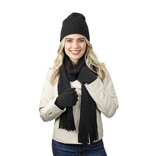 Juego de 3 piezas de gorro, bufanda y guantes para dama marca Time and Tru - Imagen 2