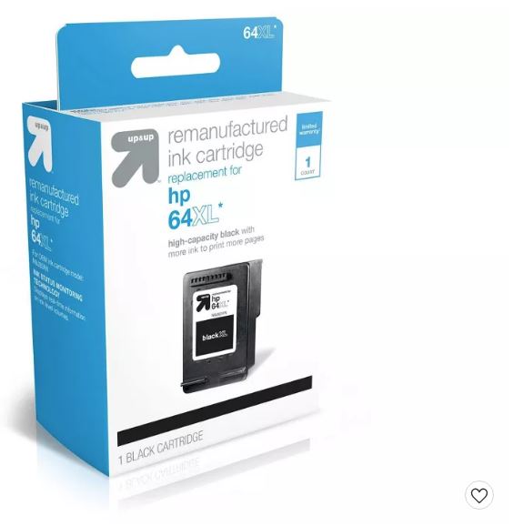 Cartucho de tinta negro XL remanufacturado de alto rendimiento - Compatible con impresoras de la serie de tinta HP 64 marca Up & Up