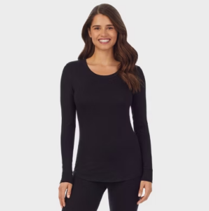 Camiseta térmica con cuello redondo y elástico suave para mujer talla XL marca Warm Essentials