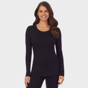 Camiseta térmica con cuello redondo y elástico suave para mujer talla XL marca Warm Essentials