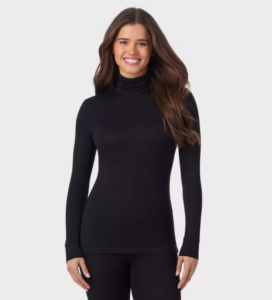 Camiseta térmica de cuello alto de elasticidad suave para mujer talla S marca Warm Essentials