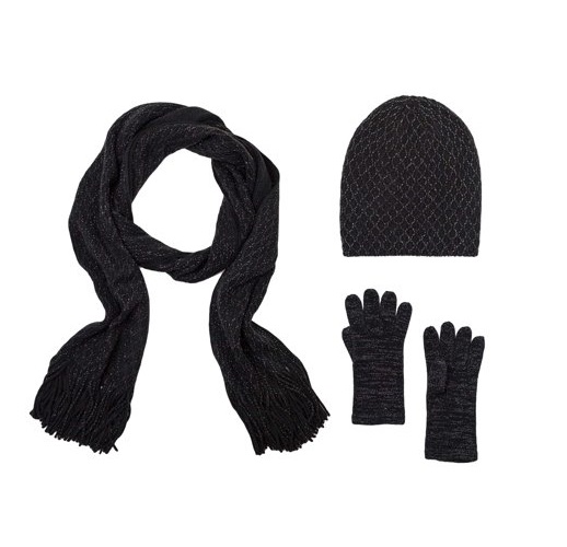 Juego de 3 piezas de gorro, bufanda y guantes para dama marca Time and Tru