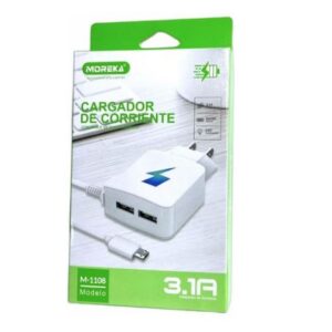 Cargador para celular de entrada USB-A marca Moreka