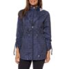 Chaqueta impermeable con diseño de circulos blancos para dama talla S marca Jones New York