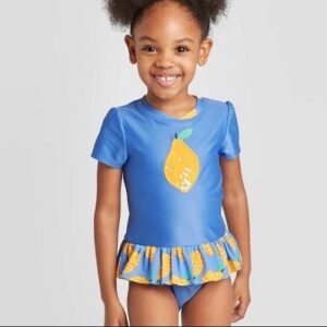 Rash Guards de una pieza de manga corta Lemon para niñas pequeñas marca Cat & Jack
