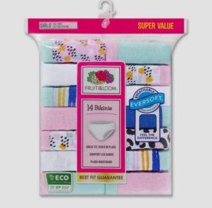 Paquete de 14 bragas de bikini para niña marca Fruit of the Loom
