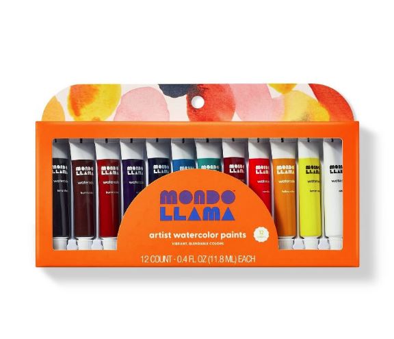 Paquete de 12 tubos de pintura de agua marca Mondo Llama