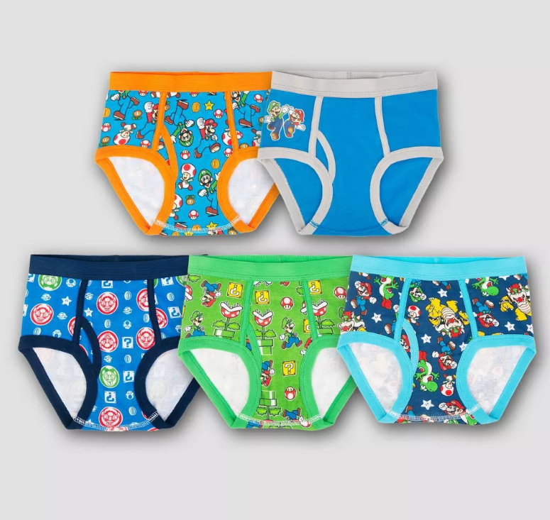 Paquete de 5 calzones de Mario para niño talla 8