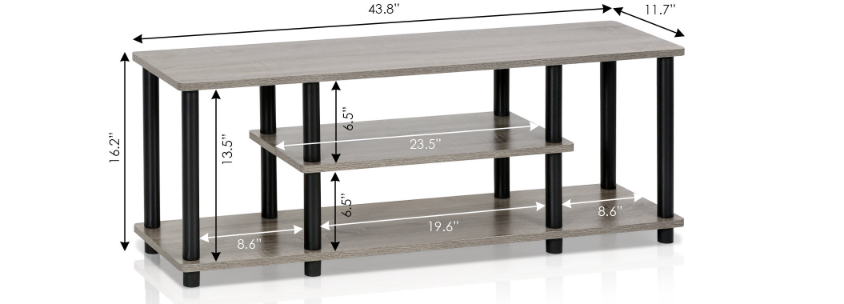 Mueble de TV para entretenimiento de 3 niveles Gris - Imagen 2