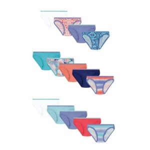 Paquete de 14 calzones corte bikini para niña talla 12 marca Hanes