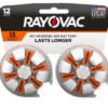 Pilas para audífonos Rayovac, tamaño 13, pestaña naranja (12 unidades)