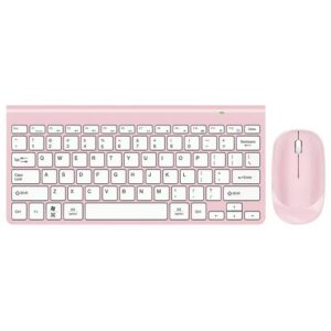 Teclado y mouse inalambrico color rosa marca Cylo