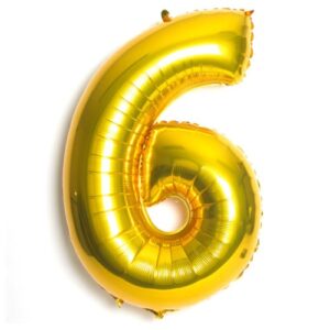 Globo con forma de numero 6 color dorado marca Yongli