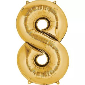 Globo con forma de numero 8 color dorado marca Yongli