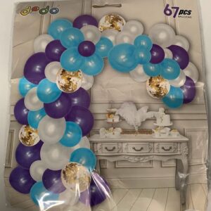 Set de arco de globos color Azul cielo y Morado (67 piezas) marca dodo