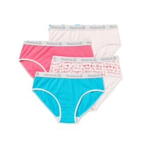 Paquete de 4 calzones corte hipster para niña talla 6-7 marca Reebok