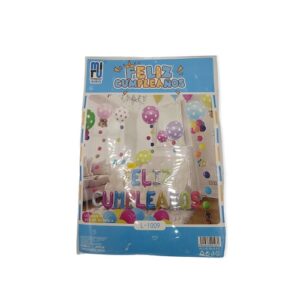 Paquete de decoracion de feliz cumpleaños con globos de aluminio marca Mitu