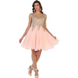 Vestido corto para dama color rosa talla 6 marca Mayqueen couture