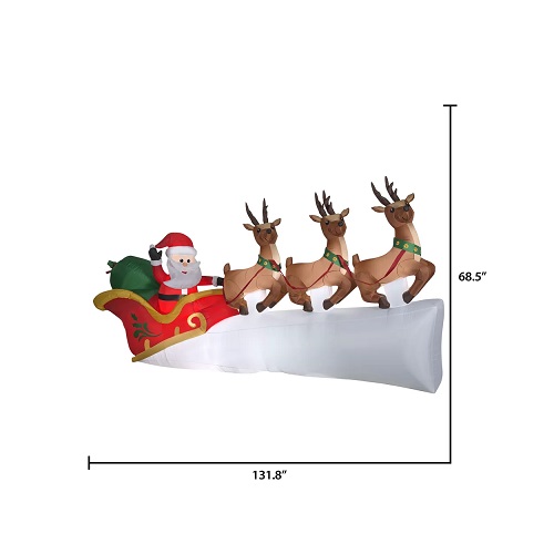 Trineo de Santa Claus de 11ft con renos marca Holiday Time - Imagen 3