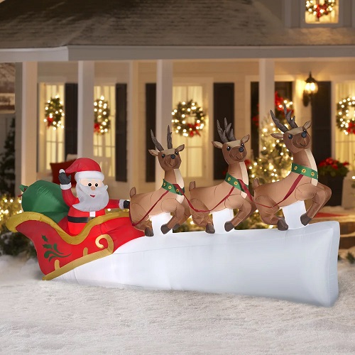 Trineo de Santa Claus de 11ft con renos marca Holiday Time - Imagen 4