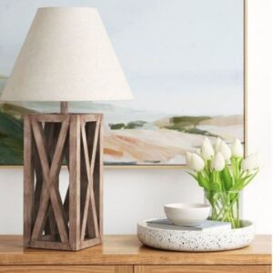 Alternative view of Base de lámpara grande de 19in de caja de madera lavada color marrón marca Threshold