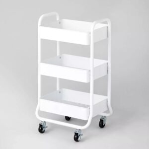 Carrito organizador de metal de 3 niveles color blanco marca Brightroom