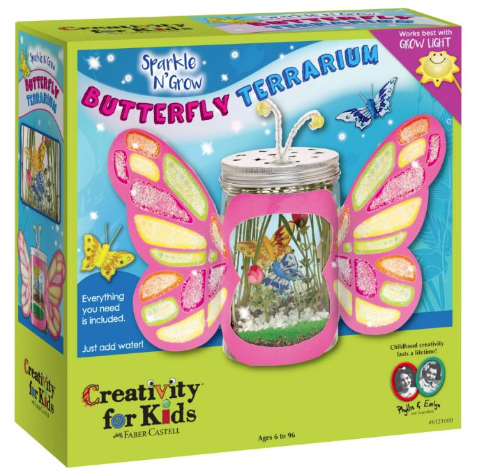 Kit de manualidades para niños y niñas marca Sparkle N Glow Butterfly Terrarium - Imagen 2