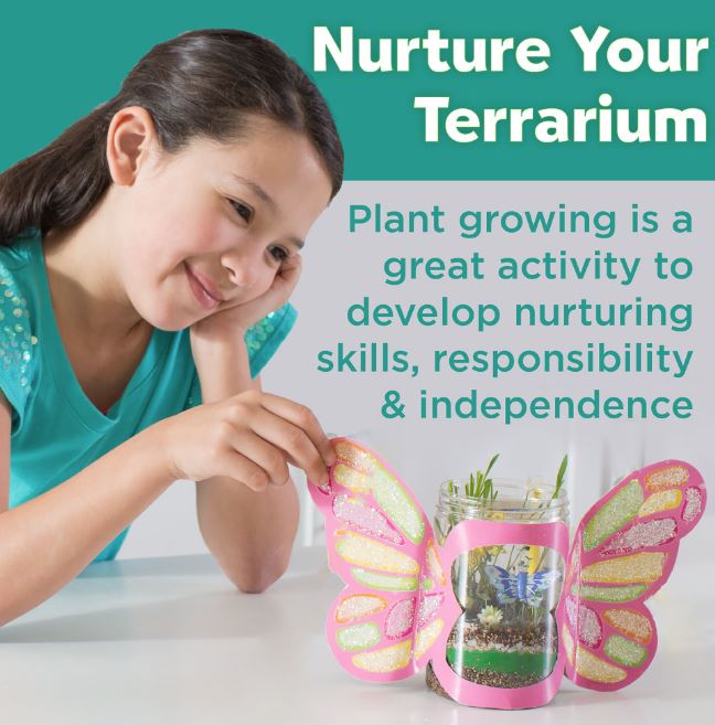 Kit de manualidades para niños y niñas marca Sparkle N Glow Butterfly Terrarium - Imagen 3