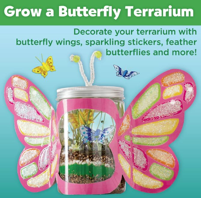 Kit de manualidades para niños y niñas marca Sparkle N Glow Butterfly Terrarium - Imagen 5