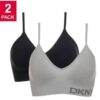 Paquete de 2 Brasiers sin costuras para mujer negro y gris talla L marca DKNY